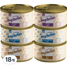 마이베프 전연령 고양이 주식 비프 파테 습식캔, 닭, 소, 닭+참치, 80g, 18개