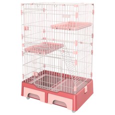 高精寵物 多功能三層豪華貓籠, 1個, 粉色