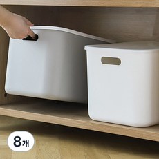 가규 국내제조 모던 라운드 팬트리 리빙박스, 화이트, L, 8개