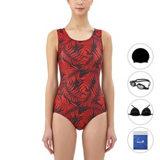 quaro 女用U型美背泳衣 + 泳帽 + 泳鏡 + 胸墊 + 防水袋組合 ILF122S