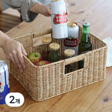 네이쳐리빙 데이지가든 내츄럴 라탄 바구니, 2개