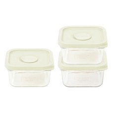 Glasslock 格拉氏洛克 可微波方形保鮮盒 440ml, Coconut Milk, 3個