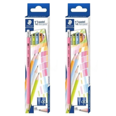 STAEDTLER 施德樓 LUNA粉彩色系木桿鉛筆附擦HB, 粉彩色系, 2盒