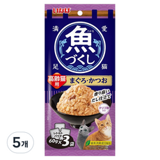 이나바 고양이 시니어용 생선 가득 파우치 TCR-177, 혼합맛(참치/가다랑어), 180g, 5개