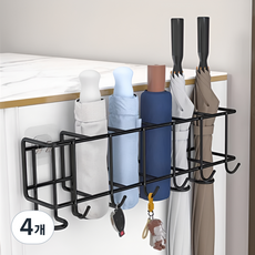 보나라온 철제 벽걸이형 우산 꽂이 대형 6후크, 01 블랙, 4개