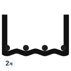 월드크린 웨이브 무타공 옷 문 걸이 행거 4구, 블랙, 2개