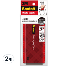 스카치 휴대용 포장용 박스 테이프 48mm x 7m, 투명, 2개