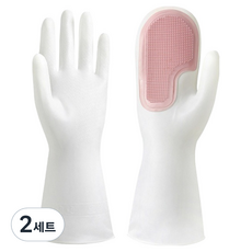 Mongguming 洗碗矽膠手套 雙手穿戴組, FREE(one size), 2套, 粉紅色