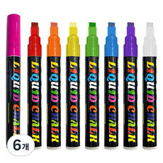 東亞PMS 黑板方形筆尖窗戶彩色白板筆組 7mm 8色組, 6個, 粉紅色, 紅色, 橘色, 黃色, 綠色, 藍色, 紫色, 白色