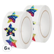 포텐키트 장식의 데코테이프 별 2.5cm 500p, 혼합색상, 6개