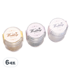 婚禮指甲閃光套裝 3, 香檳金、銀、白, 6組