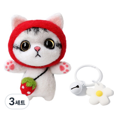 젊은이마켓 DIY 냥이 니들 펠트 세트, 3세트, 망토