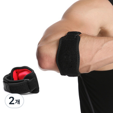健身網球手肘保護帶, 2個, 黑色 + 紅色
