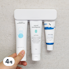 탐사 단단히 잡아주는 접착식 클립형 치약걸이 대형, 화이트, 4개