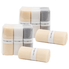 폴인홈 한달에 하나씩 먼슬리 클린 샤워타월 세트, 화이트 + 버터베이지 + 그레이, 6개입, 2개