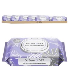 OLDam 掀蓋型濕紙巾 可沖式 棉花香, 70gsm, 1入, 10包