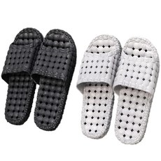 Saenghwalgongsik 防滑輕量浴室拖鞋2件組, 黑色+灰色