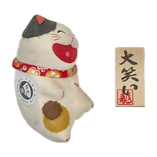 RYUKODO 龍虎堂 開運達摩和紙擺飾 大笑貓咪造型, 三花貓咪, 1個