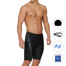 quaro 男士五分室內泳褲 + 泳帽 + 泳鏡 + 耳塞 + 防水袋組合 QRM543S
