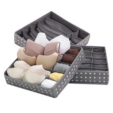 橄欖色交叉內衣收納盒 10 個隔層, 3入
