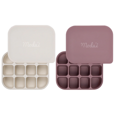 MODU'I BLUEMAMA 矽膠12格副食品分裝盒組 2入, 396ml, 白色 + 粉色, 1組