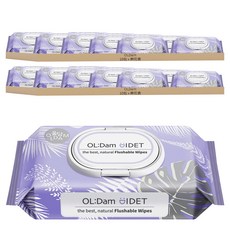 OLDam 掀蓋型濕紙巾 可沖式 棉花香, 70gsm, 1入, 20包