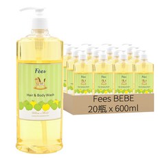 Fees BEBE 嬰兒柔護洗髮沐浴精 蘋果香, 20瓶, 600ml