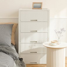 코멧 국내생산 라탄 서랍장, 화이트, 5단