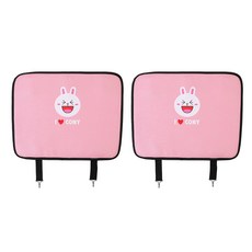 汽車座椅防踢墊, 粉紅兔款, 2入