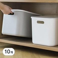가규 국내제조 모던 라운드 팬트리 리빙박스, 화이트, L, 10개