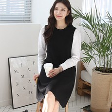 BONBONSTORY 圓領公主袖孕婦連身裙