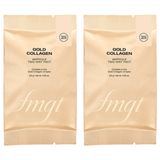 THE FACE SHOP 菲詩小舖 Gold Collagen安瓶兩用粉餅替換芯 SPF40 PA++ 9.5g, 2個, 201 Apricot Beige