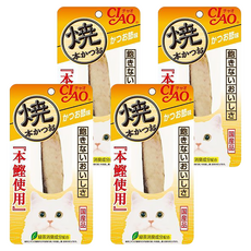 INABA CIAO 啾嚕 本鰹燒魚柳條, 日本國產 綠茶消臭成分配合, 柴魚片風味, 4包, 25g