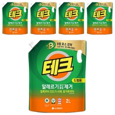 테크 진드기 알레르기 원인 제거 액체세제 드럼용 리필, 2L, 5개