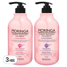 韓國 BARON 辣木籽洗髮精 櫻花香 500g+辣木籽護髮素 櫻花香 500g組, 3組