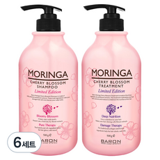 韓國 BARON 辣木籽洗髮精 櫻花香 500g+辣木籽護髮素 櫻花香 500g組, 6組