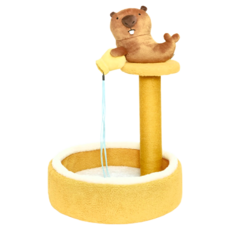 Pur Lab 噗扑實驗室 抓柱貓爬架, 許願池土撥鼠 黃色, 1個