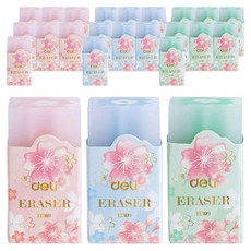 deLi 得力 方形花朵橡皮擦 EH309, 24個, 隨機出貨