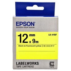 EPSON 愛普生 標籤帶 12mm, 黃底黑字, 9m