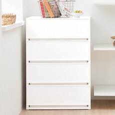 코멧 국내생산 폭 넓은 모던 서랍장, 화이트, 4단