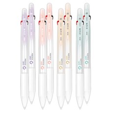 JAVAPEN 3色按鍵魔擦筆組, 紫色+米色+薄荷綠+蜜桃粉, 2組