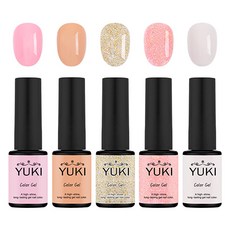 YUKI 凝膠指甲油5件組, No. 6 Pink Blossom, No. 182 Pink Pop, No. 262 Maple Jewel, No. 263 Love Affair, No. 270 Clean Pink, 1組