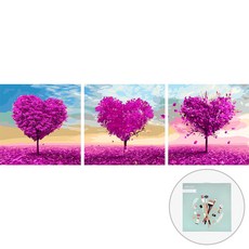 Artjoy DIY數字油畫三件組 50 x 50cm, 3聯愛情樹, 1套