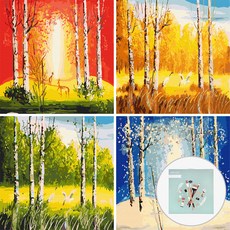 ARTJOY DIY數字油畫 4件組 50 x 50 cm, 總是在那個位置