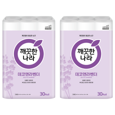 깨끗한나라 데코앤라벤더 3겹 고급롤화장지, 30m, 30개입, 2개