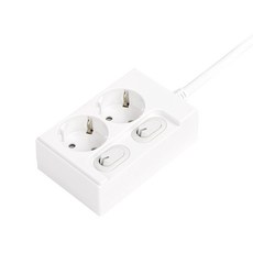 One Stop Power 移動式獨立開關電線型2孔延長線, 1個, 白色, 1m