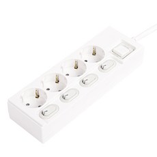 One Stop 移動式多功能插座 4孔, 1個, 白色, 10m