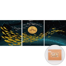 아트조이 DIY 명화 그리기 3단세트 40 x 50 cm, 황금잉어 은하수, 1개