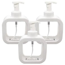 透明方形大容量按壓瓶 泡沫型 500ml, 3個, 白色