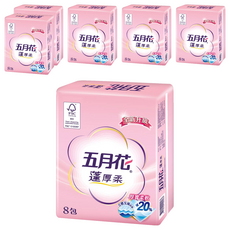 五月花 蓬厚柔抽取式衛生紙, 8包, 6袋